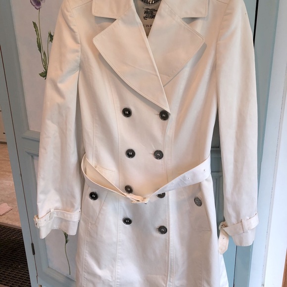 Burberry London White Trench Coat, size 6